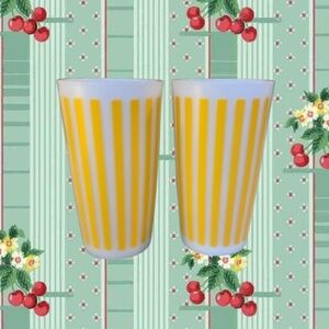 Vintage Fire King Yellow Candy Stripe Tumblers